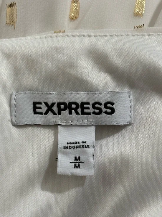 Express White Tiered Maxi Dress with Metallic Gold Squares, size Medium - Picture 4 of 9
